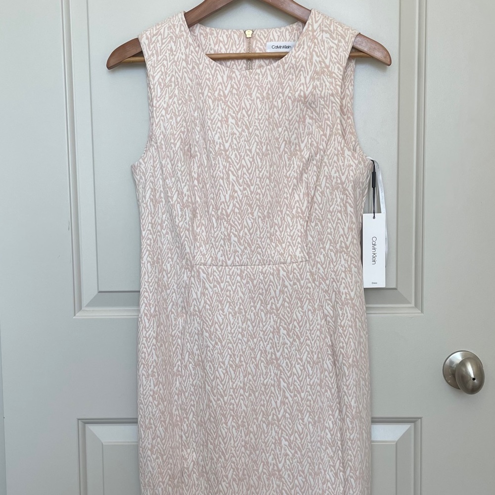 Calvin Klein Sleeveless Sheath Dress Pink / White